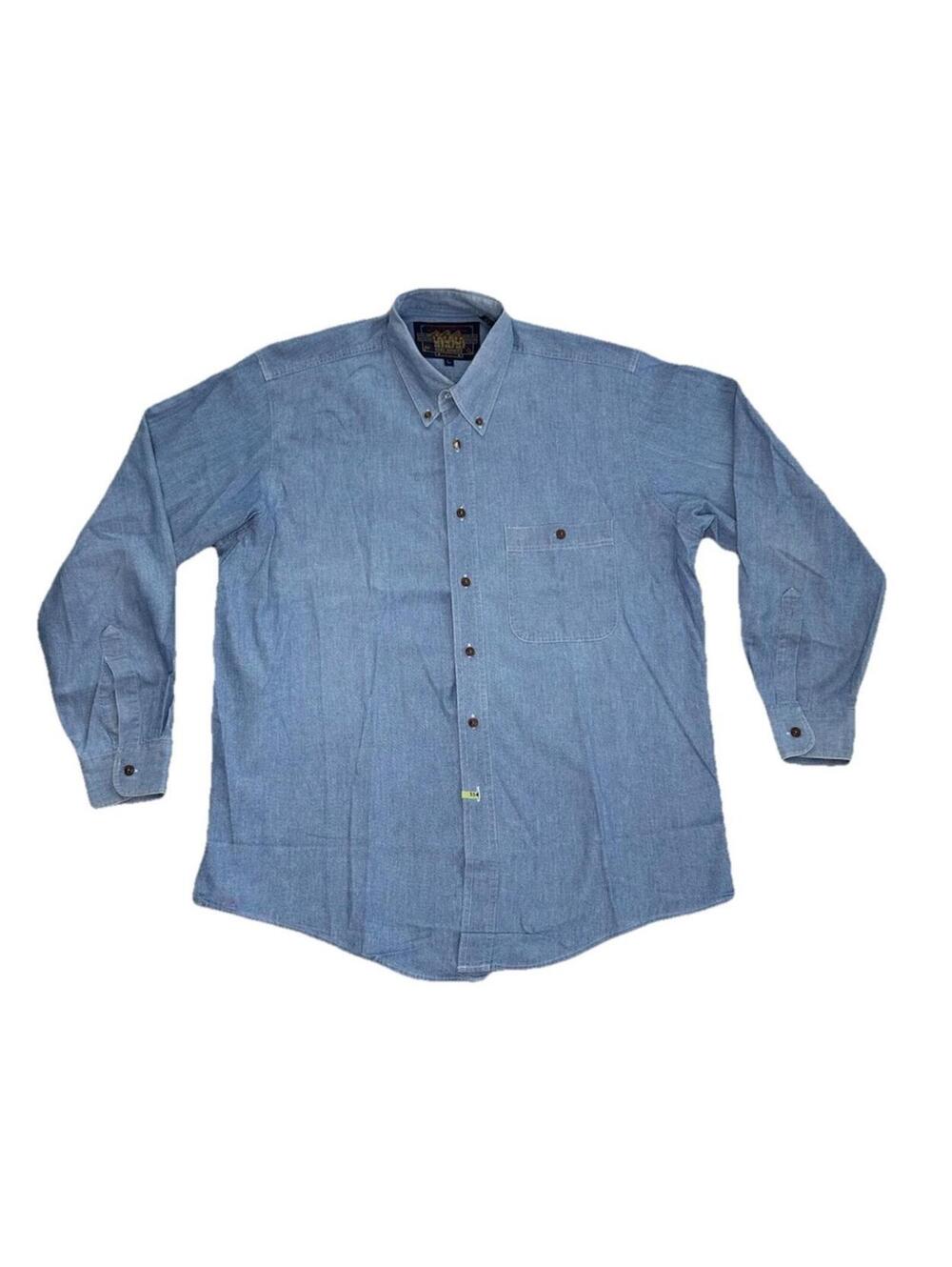 Vintage Chaps Ralph Lauren Mens Large Blue Denim Button Down Shirt Pocket